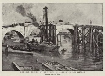 The Old Bridge at Kew now in Course of Demolition